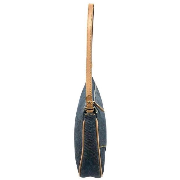 AUTH DIOR Y2K DARK DENIM & TAN LEATHER MINI SADDLE BAG VINTAGE EUC POUCHETTE - Picture 8 of 17